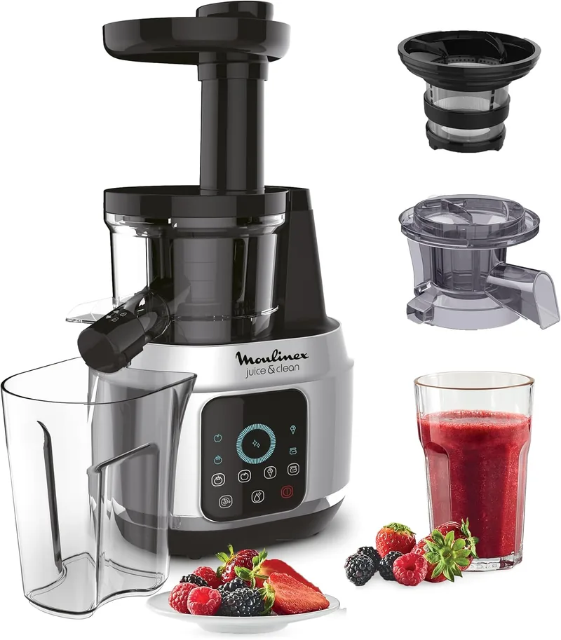 Extracteur de jus Moulinex Juice et Clean ZU420E10 argenté avec ses deux filtres et son pichet à jus